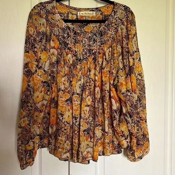 Free People Cool Meadow Printed Top in Midnight Combo Medium - Picture 7 of 13